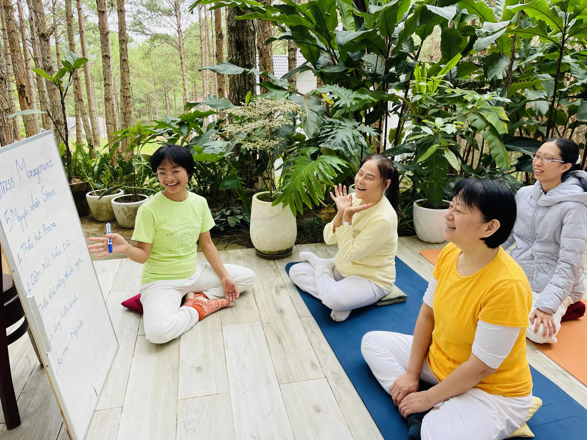 Thực hành Asana, hít thở, thư giãn, thiền định